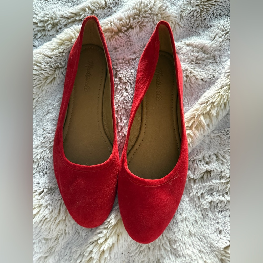 Madewell reid ballet flat suede cranberry red size 8.5 new